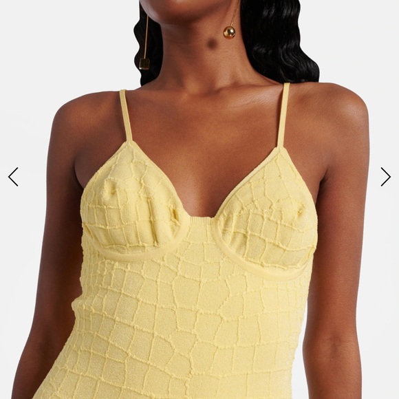 Jacquemus Scala Knitted Mini Dress in Yellow - Picture 3 of 4